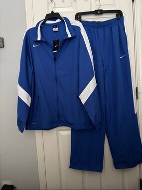 Nike Royal Blue and White Two-Piece Athletic Track Suit